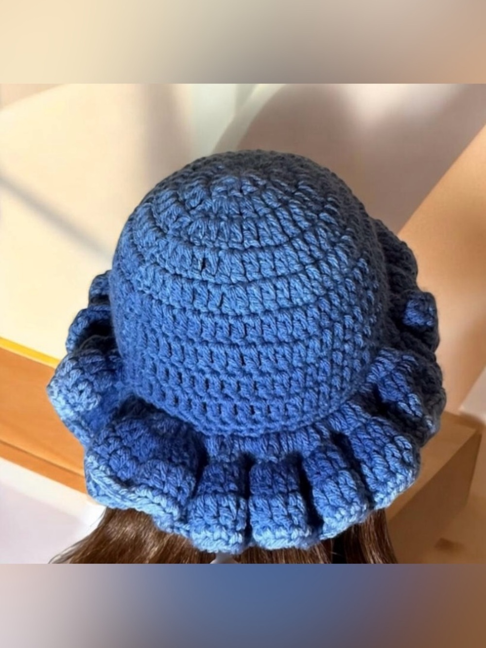 Chic Blue Ruffled Women's Hat - Picture 4 of 4